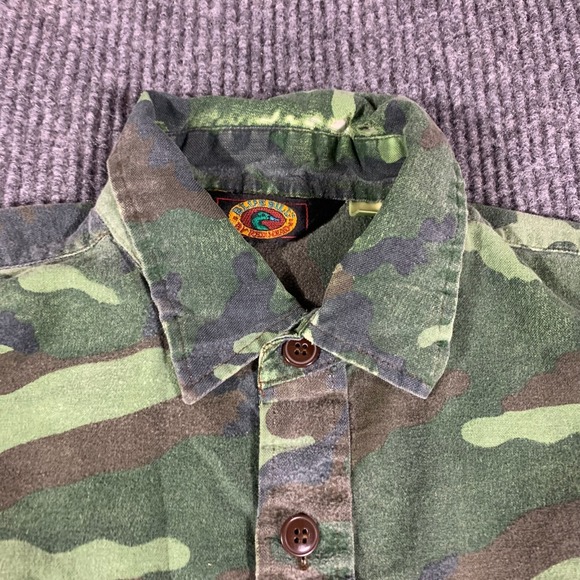 VTG Red Head Shirt Mens Large Green Button Up Camo Long Sleeve Hunting Blue Bill - Picture 2 of 12